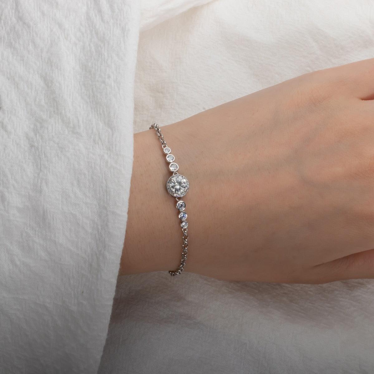 Pulseira 7 Brilhos com Moissanites – Ouro Branco 18k
