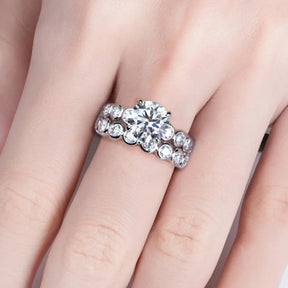 Anel Meia Aliança Eternity com Moissanites – Ouro Branco 18k