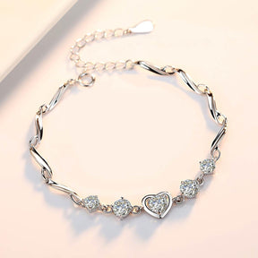 Pulseira Paixão Única com Moissanites – Ouro Branco 18k