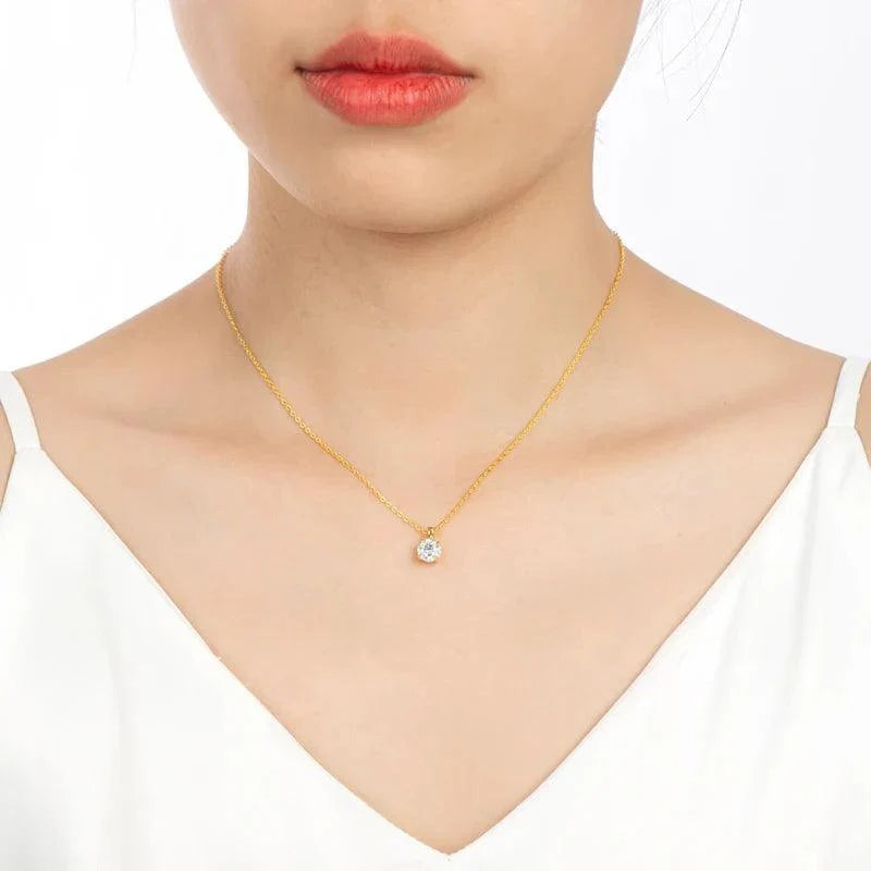 Colar Brilhante com Moissanite – 4 Garras Ouro 18k