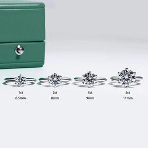 Anel Solitário com Moissanite Brilhante – Prata 925