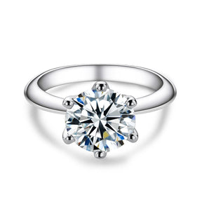 Anel Solitário com Moissanite Brilhante – Prata 925