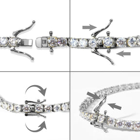Pulseira 4.0mm Moissanite Riviera com Pedras Brilhantes