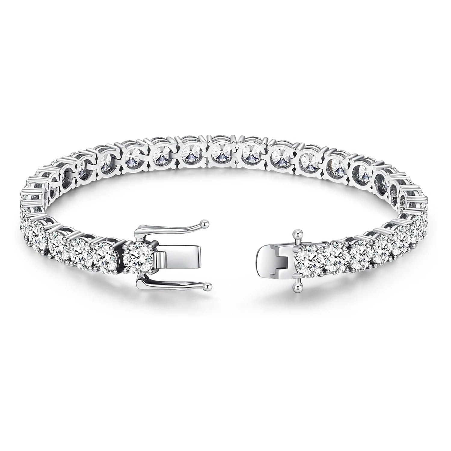 Pulseira 4.0mm Moissanite Riviera com Pedras Brilhantes
