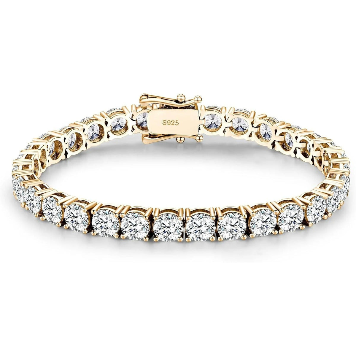 Pulseira 4.0mm Moissanite Riviera com Pedras Brilhantes