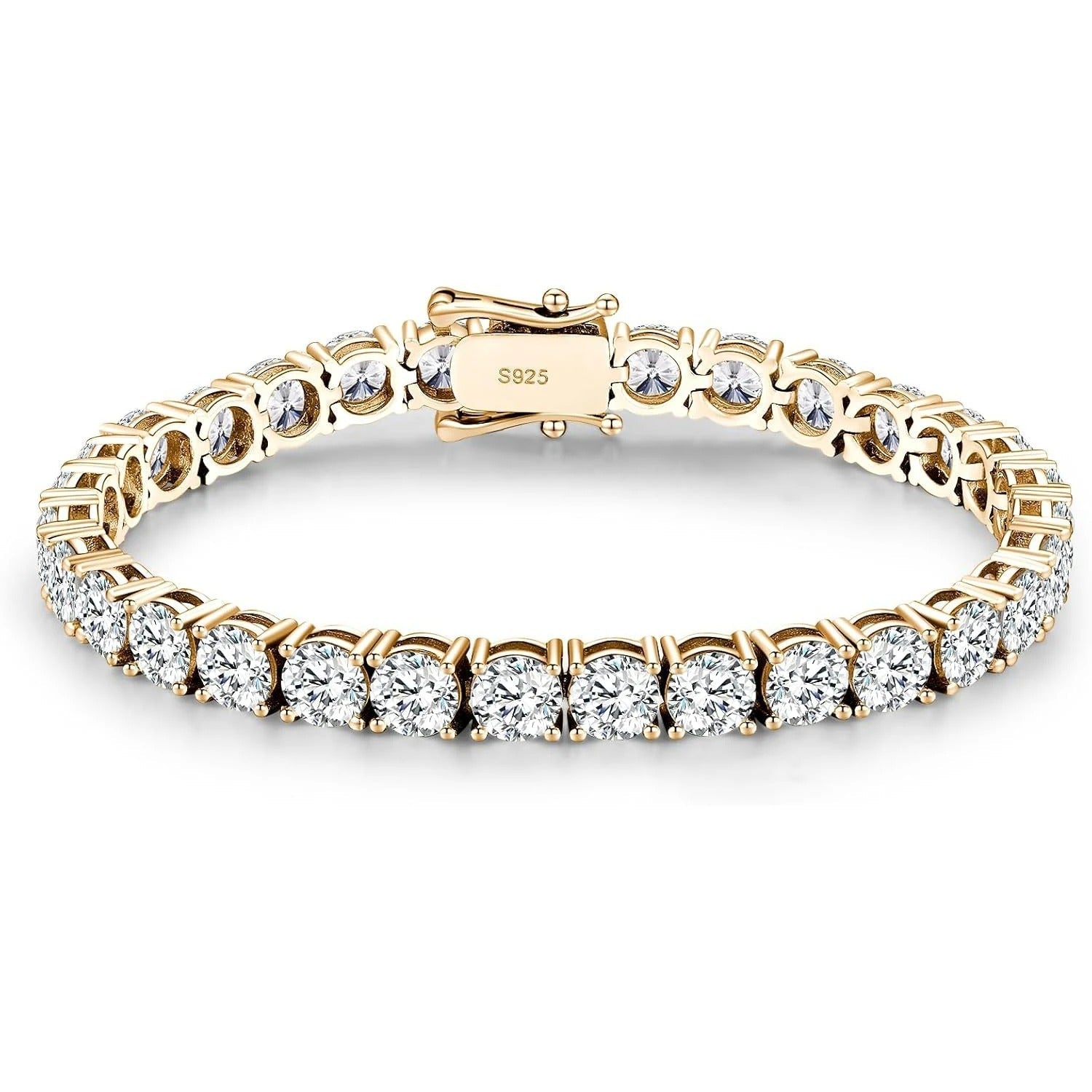 Pulseira 4.0mm Moissanite Riviera com Pedras Brilhantes
