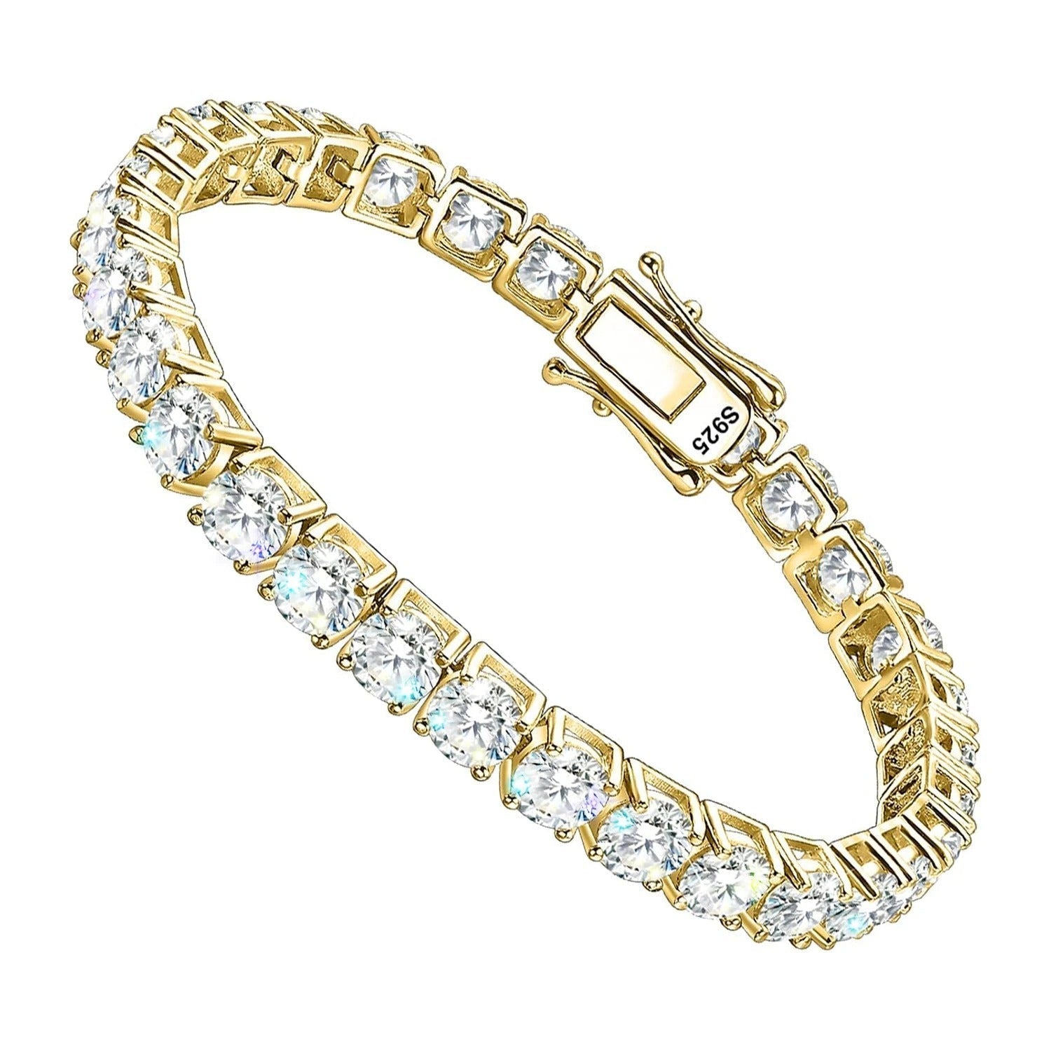 Pulseira 4.0mm Moissanite Riviera com Pedras Brilhantes